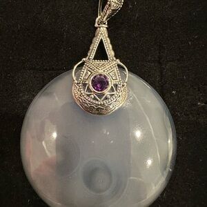 Sajen Blue agate and amethyst 925 Silver Filigree pendant